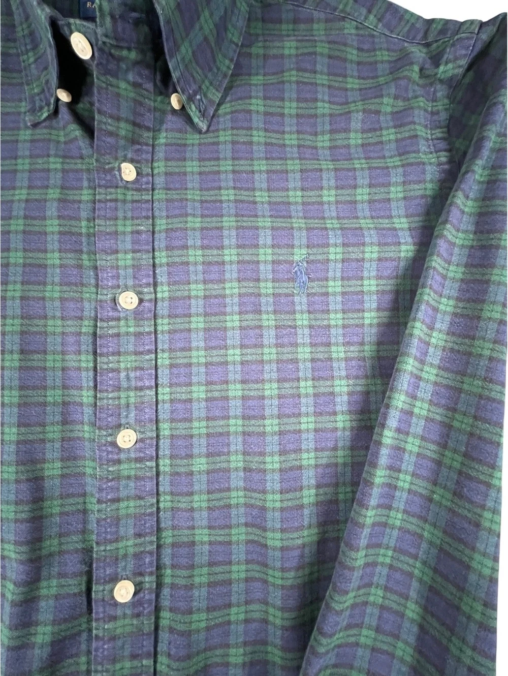 Polo Ralph Lauren Black Watch Plaid Shirt XL Heavy Cotton Button Down